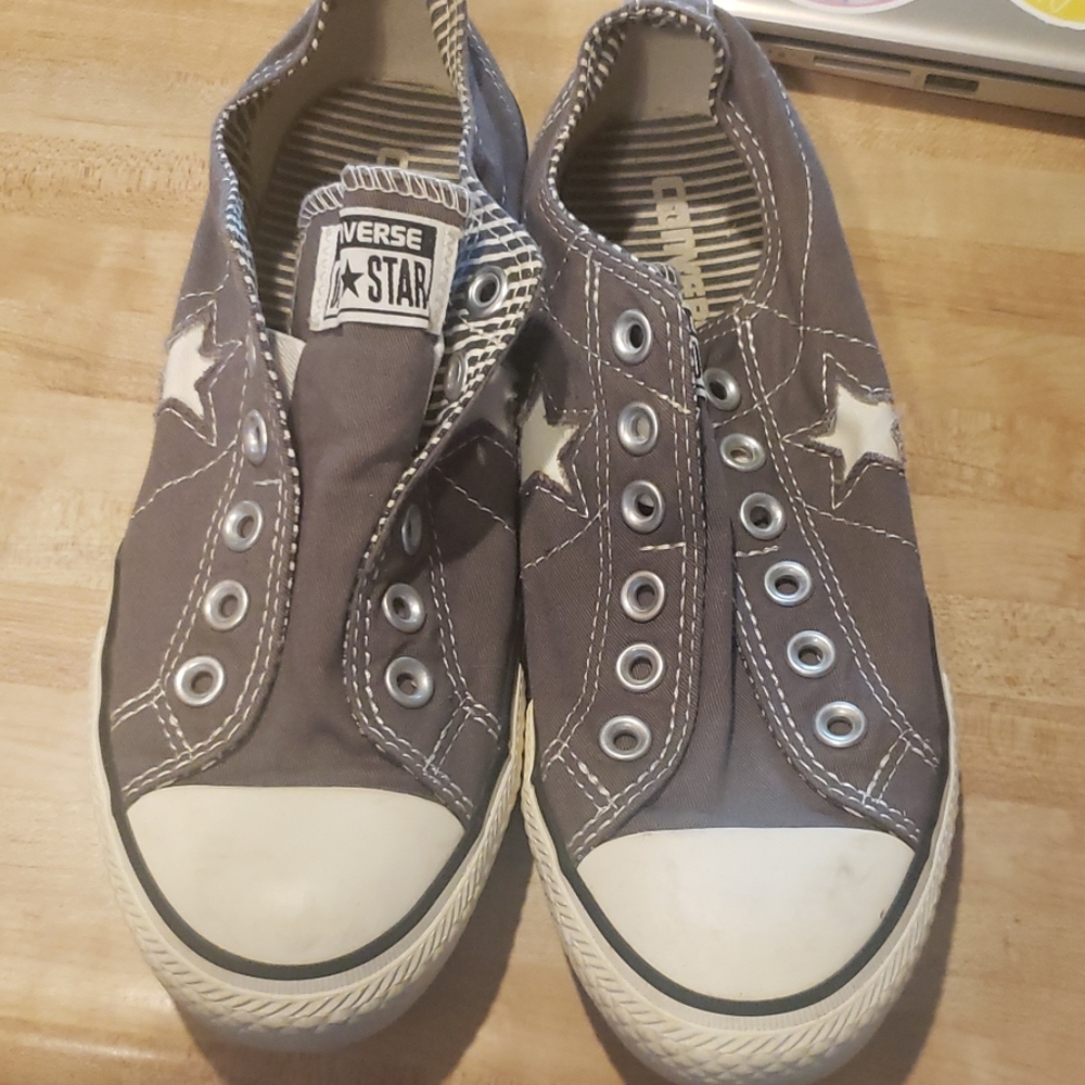 Converse gray slip on sneakers 7.5